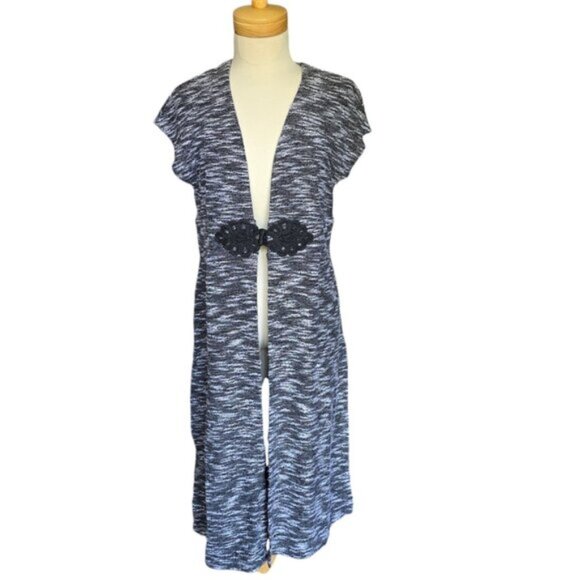 Marallis Grey Graphite Sleeveless Linen, Long Trench coat. Size Medium - Picture 1 of 9